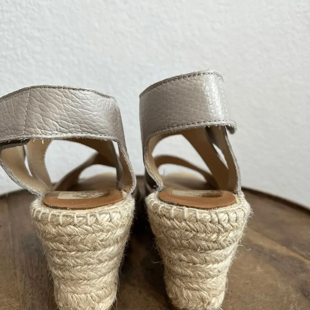 Kanna Beige Leather Espadrille Wedge Heeled Strappy Sandals Women's Size 40 10